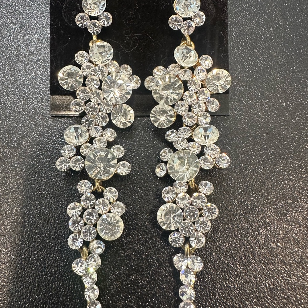 Elegant Silver Waterfall Crystal Drop Earrings, Jim Ball Designs